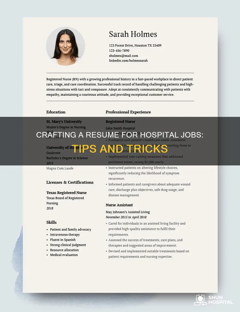 how to write resume for hospital job