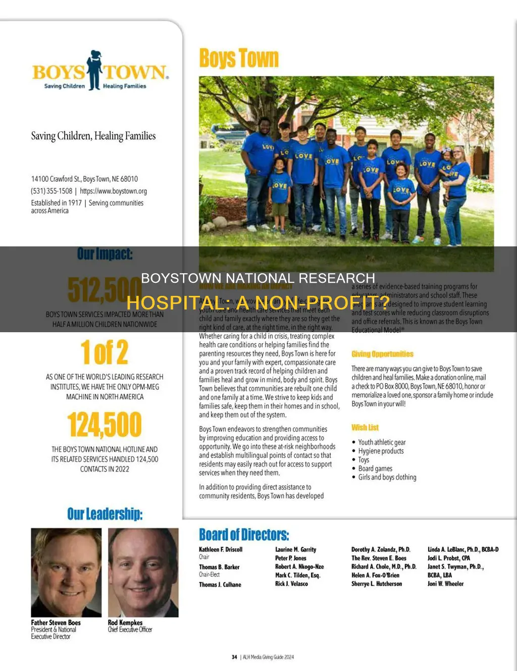 is boystown national research hospital non profit
