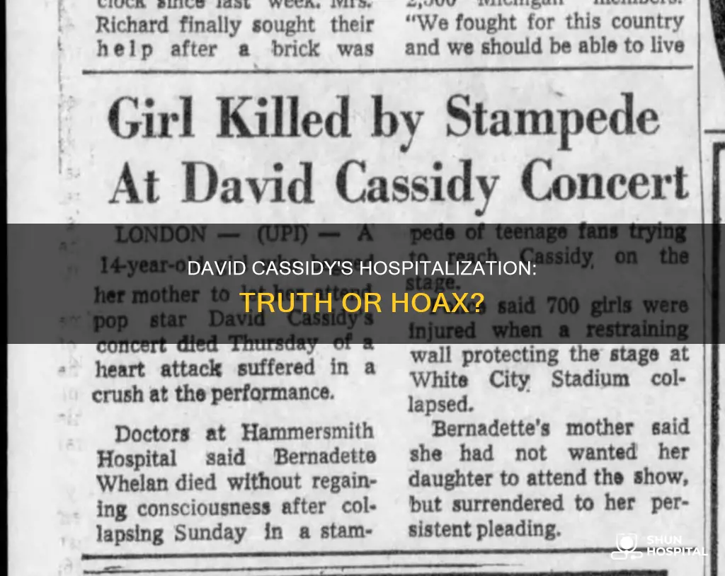 is david cassidy really in the hospital