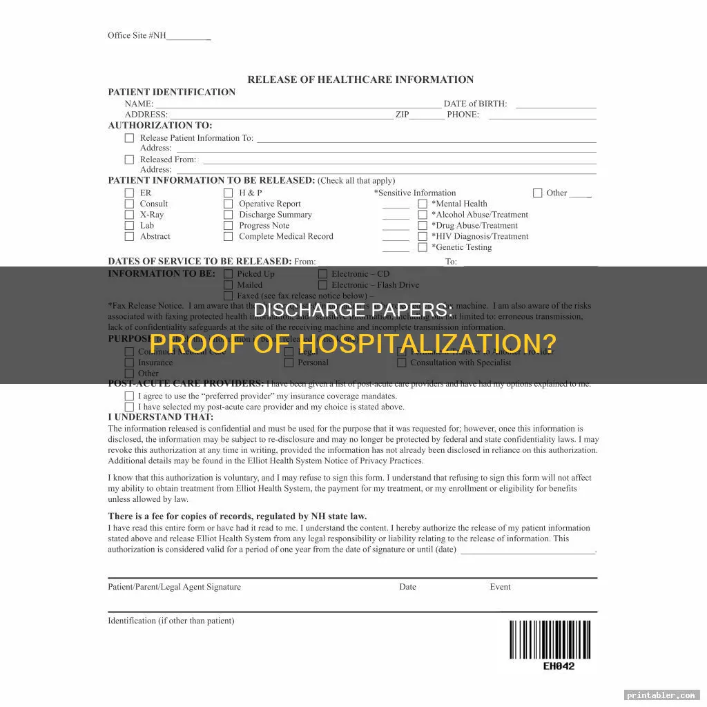 is discharge papers enough to prove hospitalization