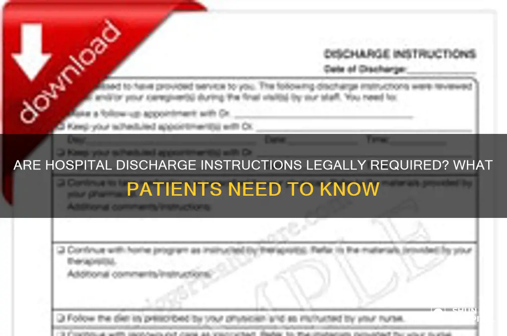 is it mandatory for hospitals to give discharge instructions