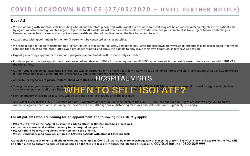 should you self isolate after visiting hospital
