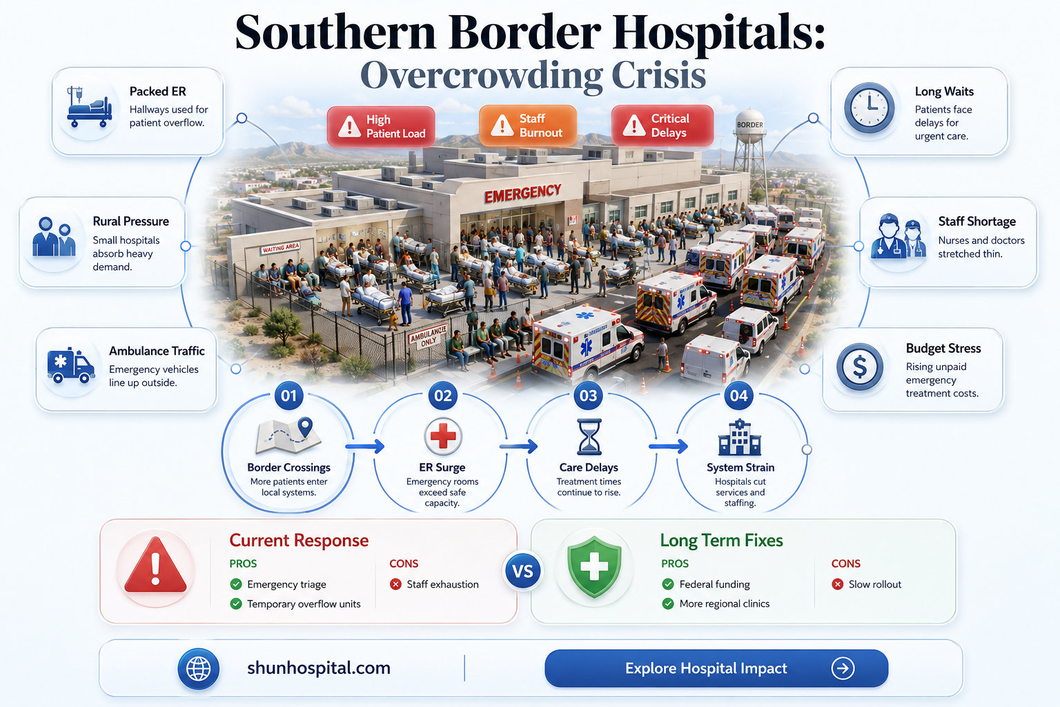are hospital near the southern border overcrowded