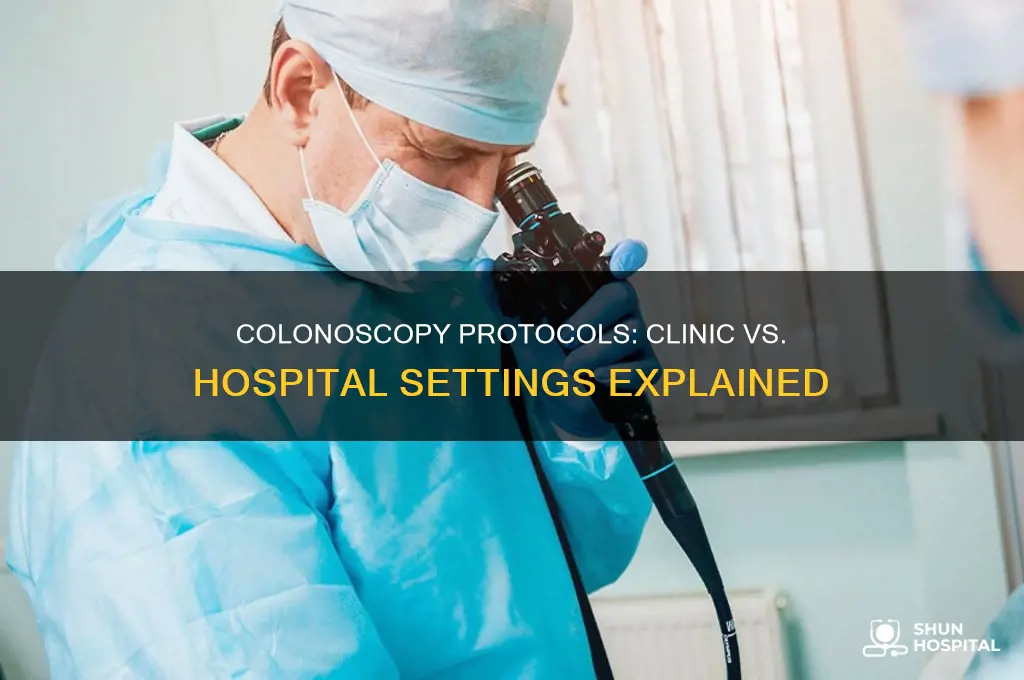 what are the protocols for colonoscopy at clinic vs hospital