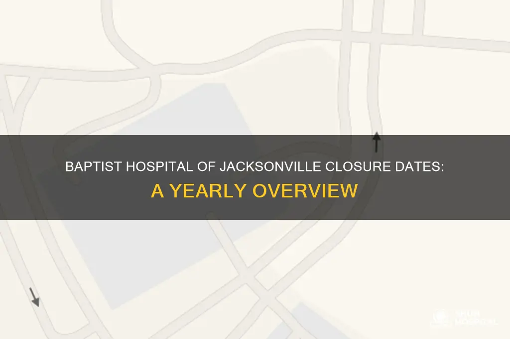 what days during the year is baptist hospital of jacksonvilleclosed