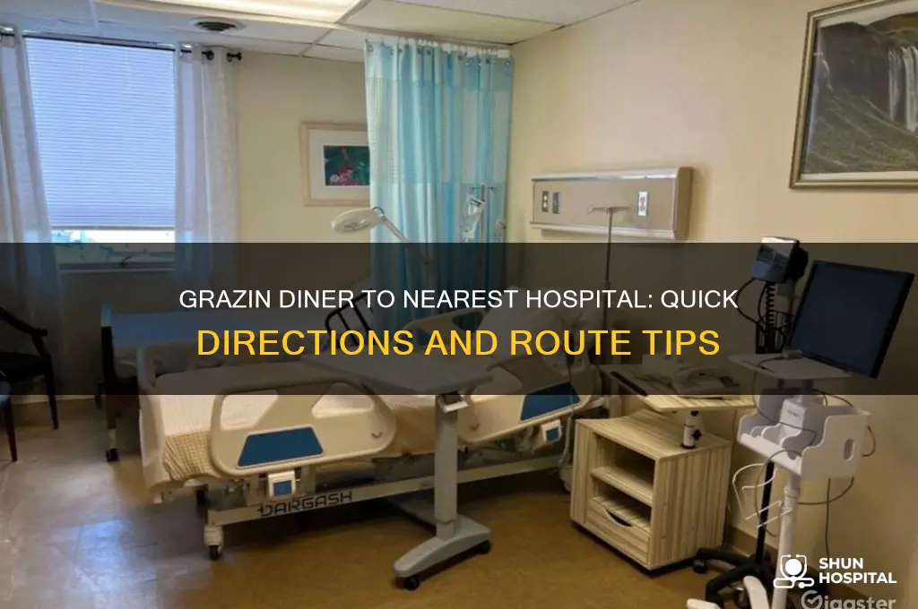 what direction is the nearest hospital from grazin diner