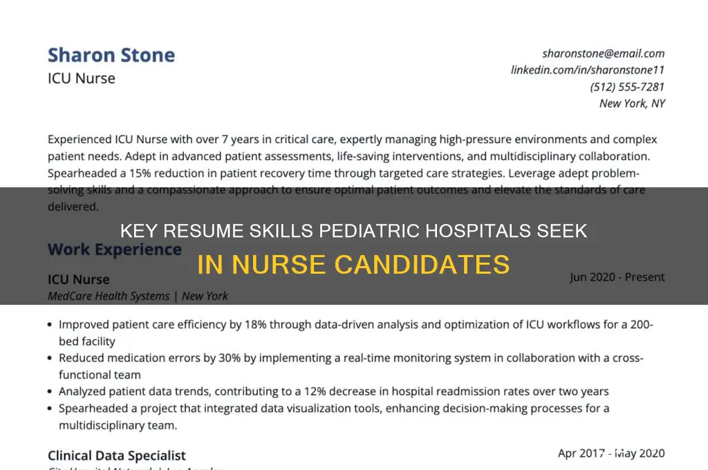 what do pediatric hospitals look for on nurses resumes