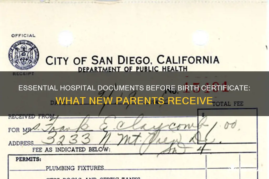 what do they give in hospital prior to birth certificate