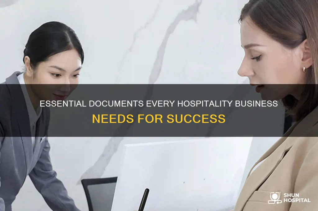 what documentation would you find in a hospitality business