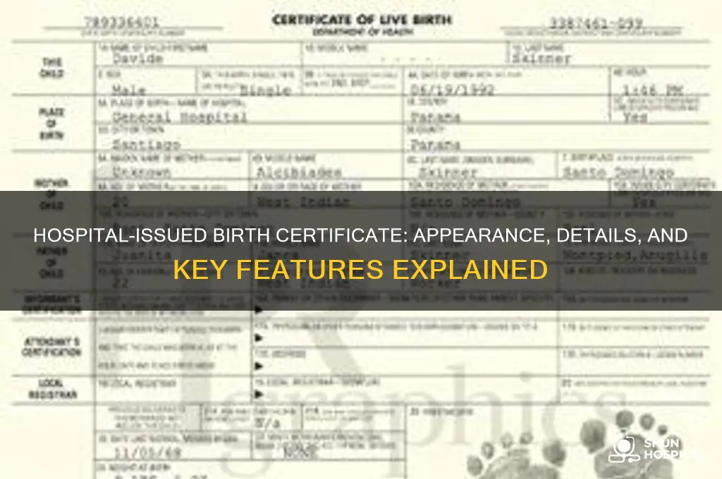 what does a hospital issued birth certificate look like