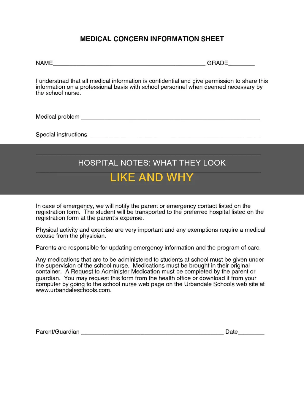 what does a hospital note look like