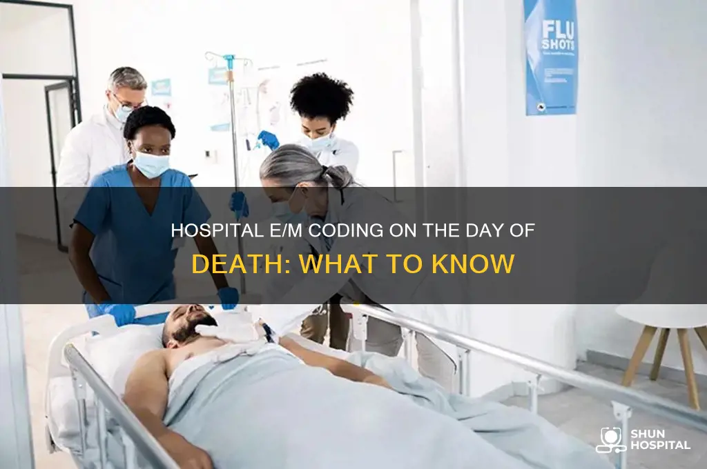 what hospital evaluation and management code on day of death