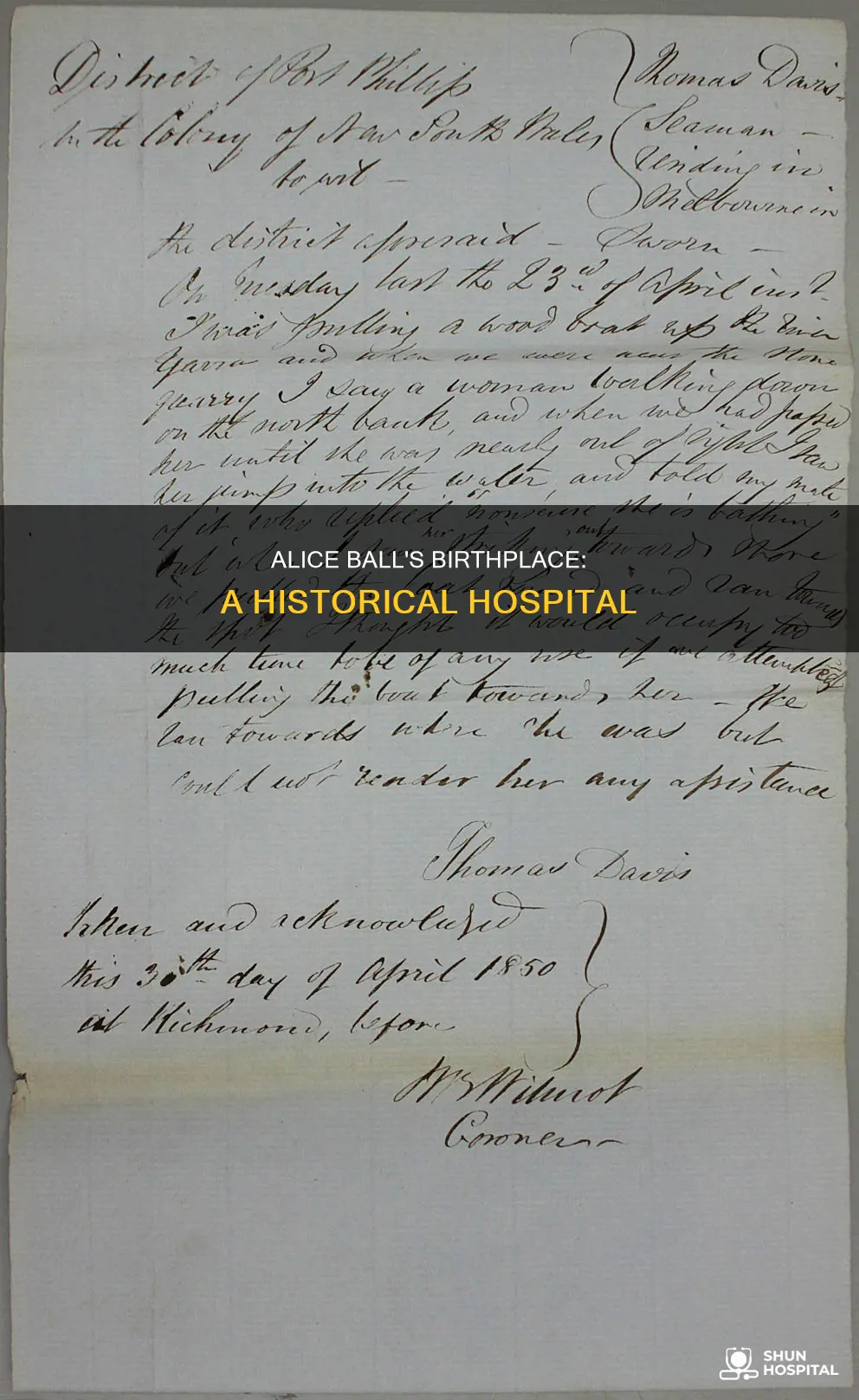 what hospital was alice ball born in