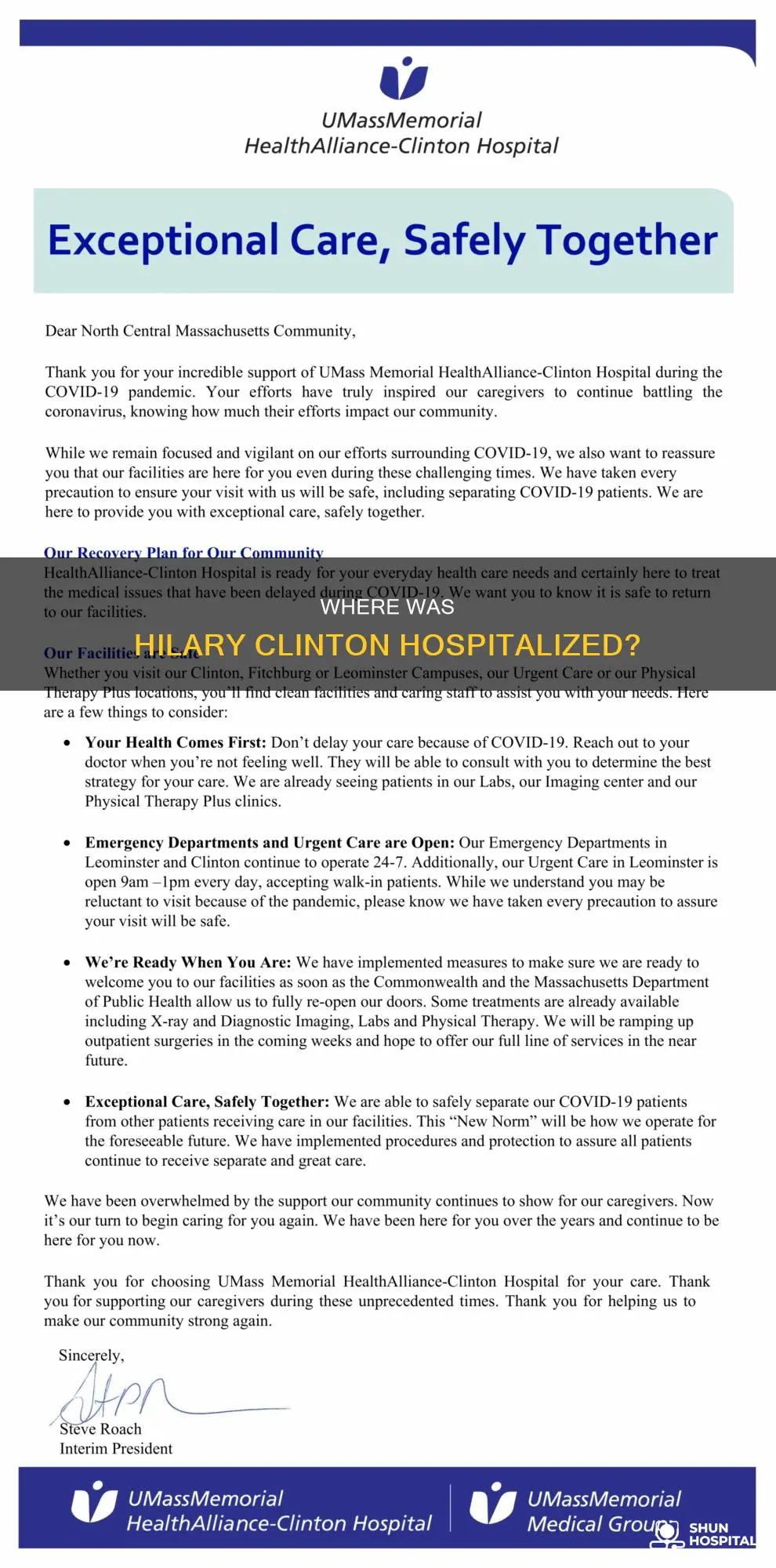 what hospital was hilary clinton both in