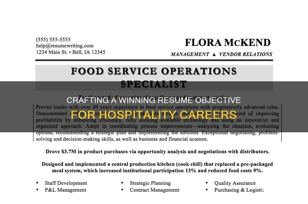 what is a good objective for a resume for hospitality