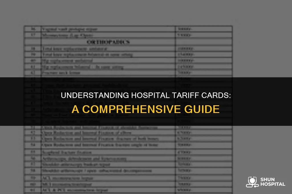 what is hospital tariff card