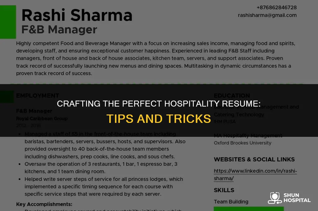 what is hospitality resume