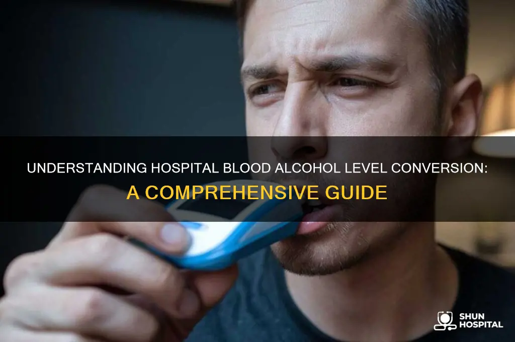 what is the conversion from a hospital blood alcohol level