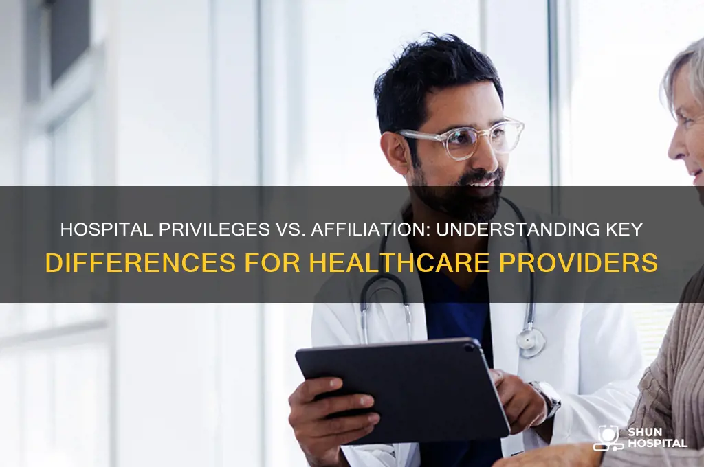 what is the difference between hospital privileges and hospital affiliation