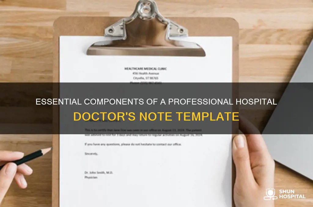 what should a doctor note from the hospital look like