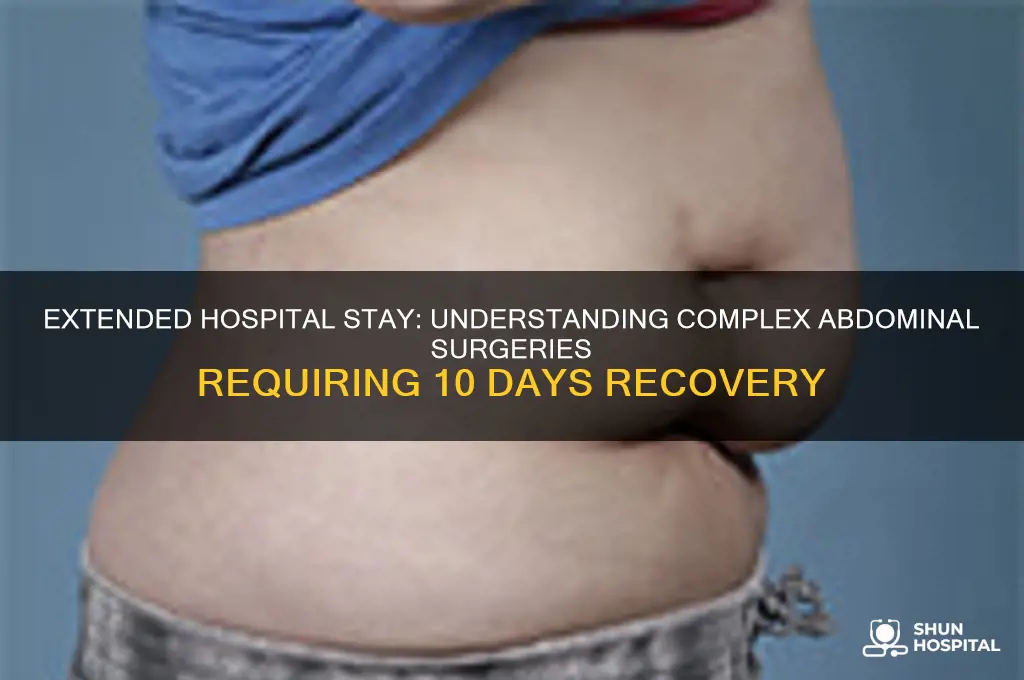 what sort of abdominal surgery requires 10 days in hospital