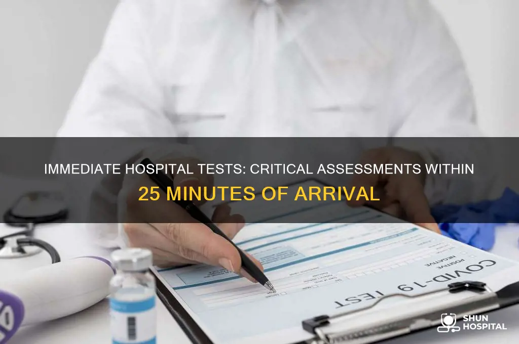 what test to be performed 25 minutes of hospital arrival