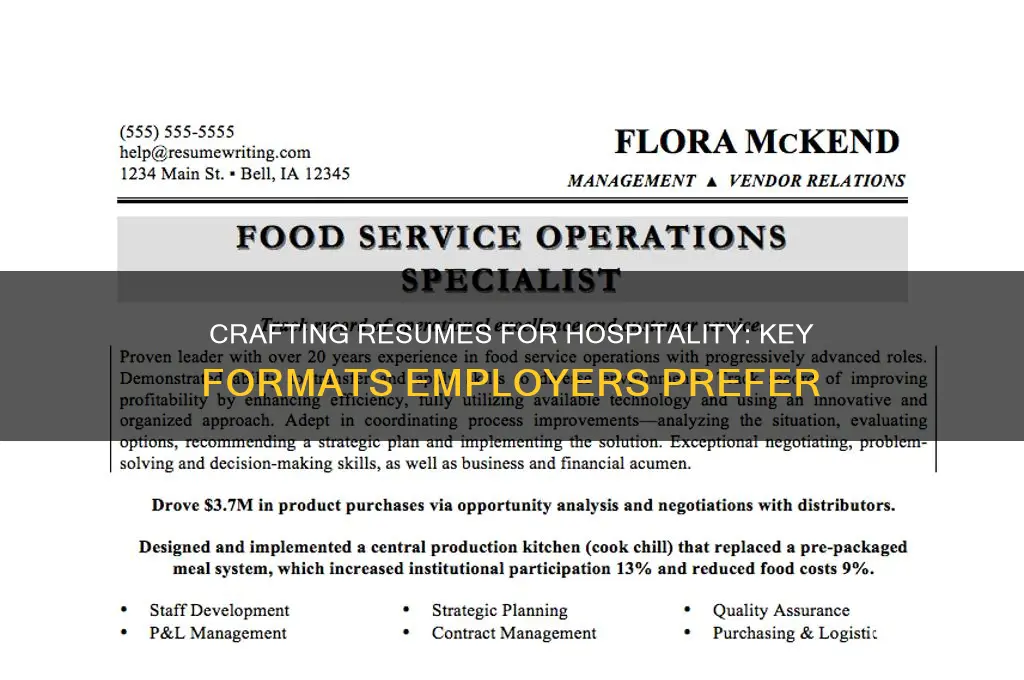 what types of resumes do hospitality companies look for