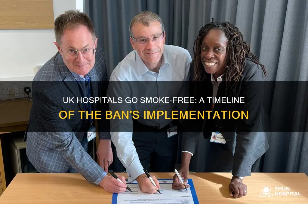 when did smoking stop in hospitals uk