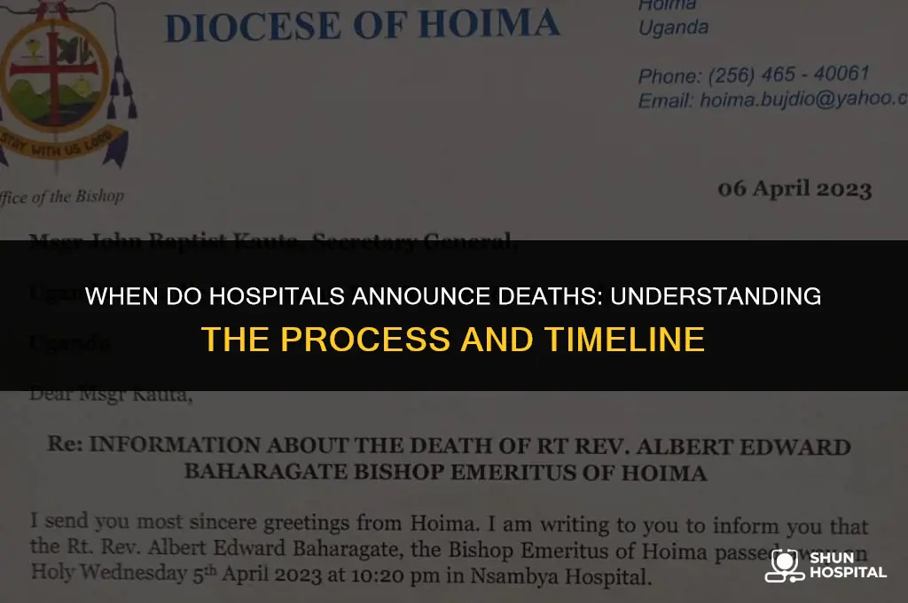 when do hospitals announce deat