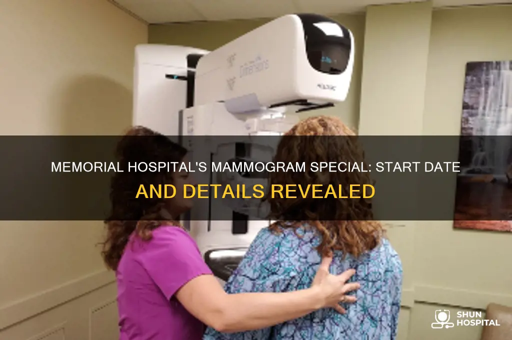 when does memorial hospital mammogram special start
