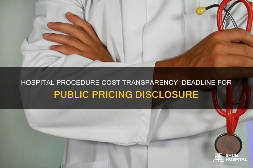 when is the deadline for hospitals to post procedure costs