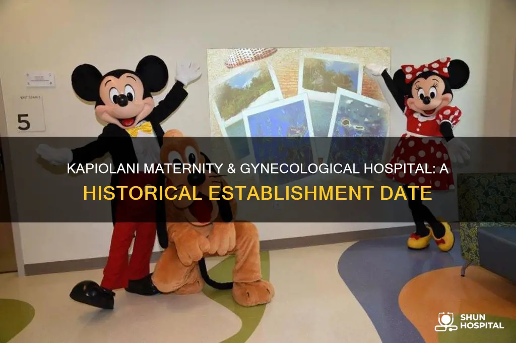 when was kapiolani maternity & gynecological hospital established