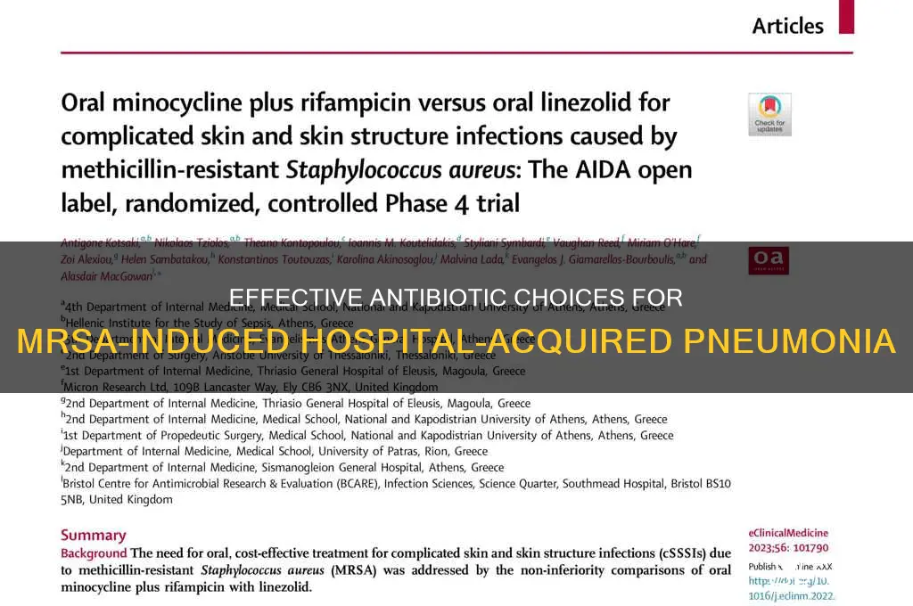 which antibiotic for hospital acquired pneumonia caused by mrsa