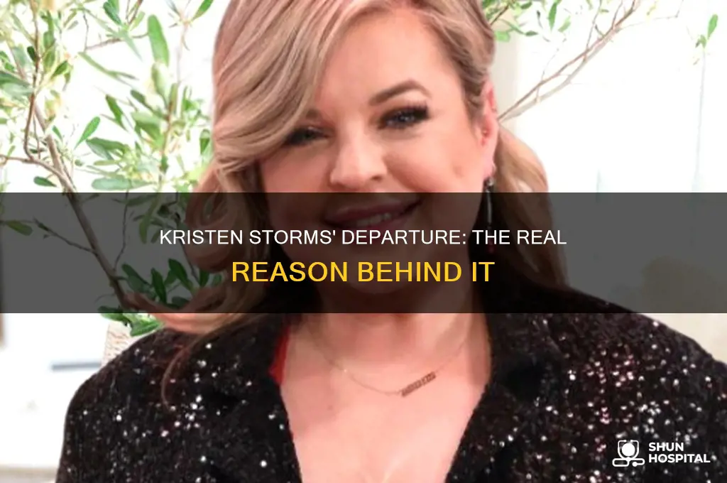 why dis kristen storms leave genetal hospital