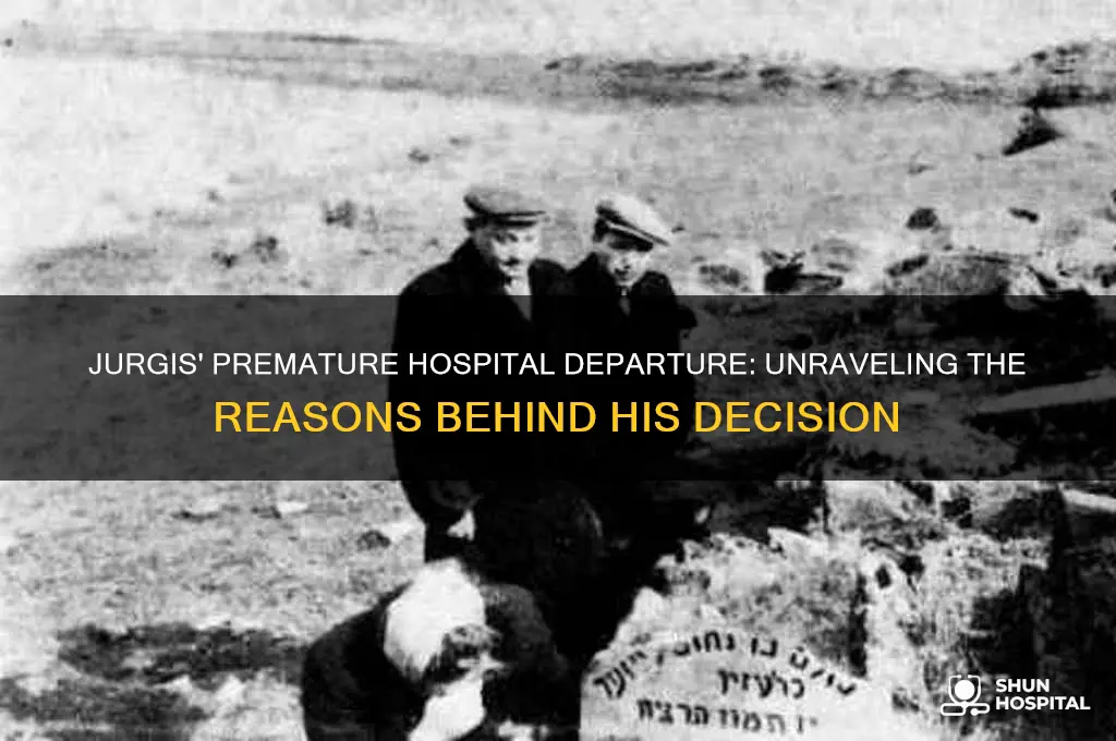 why does jurgis leave the hospital after two weeks
