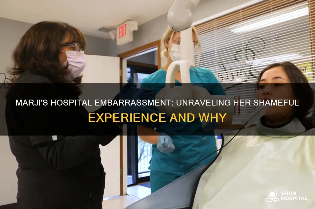 why is marji embarassed at her time in the hospital